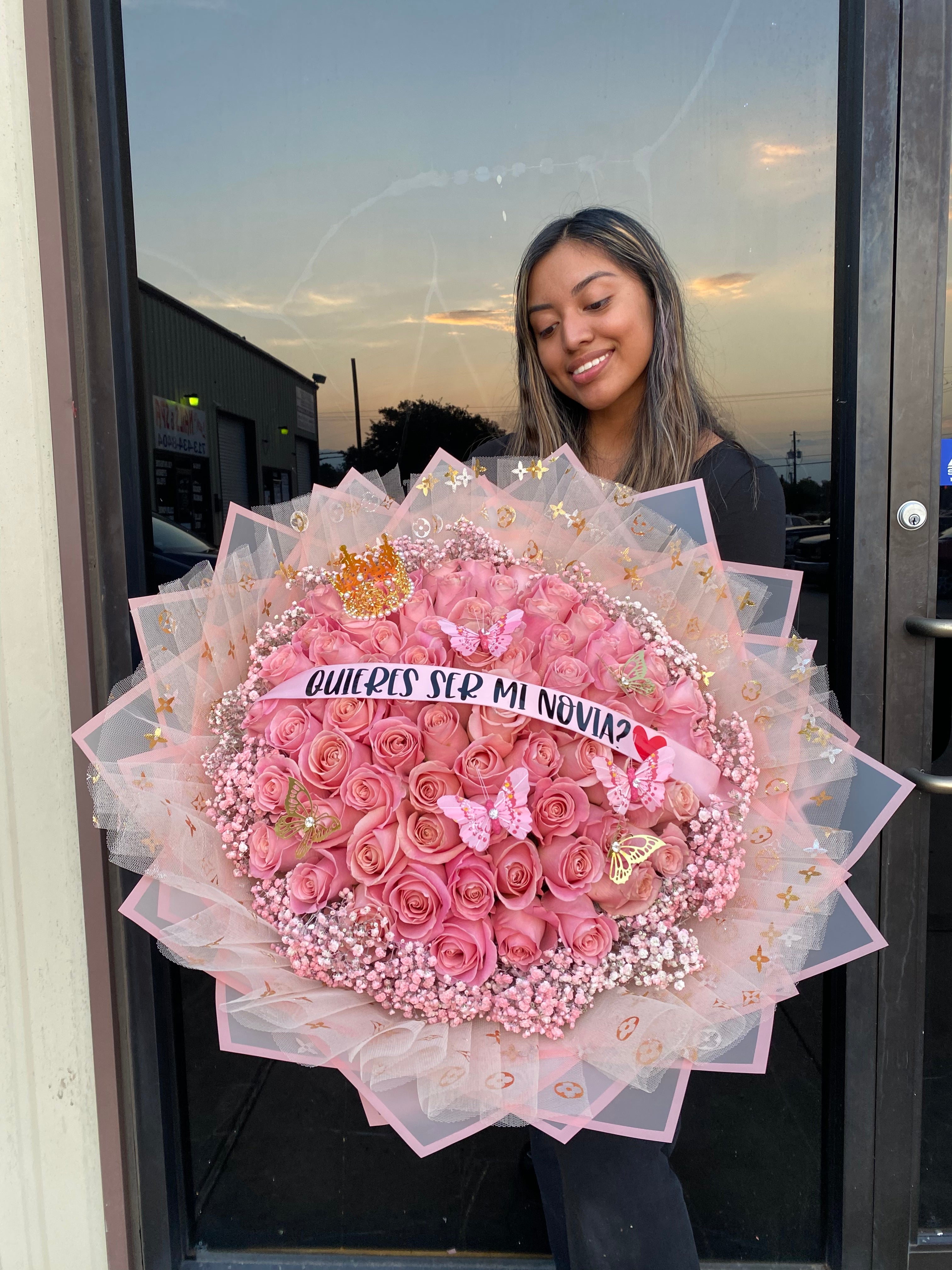 75 Pink Rose Buchona bouquet ๐