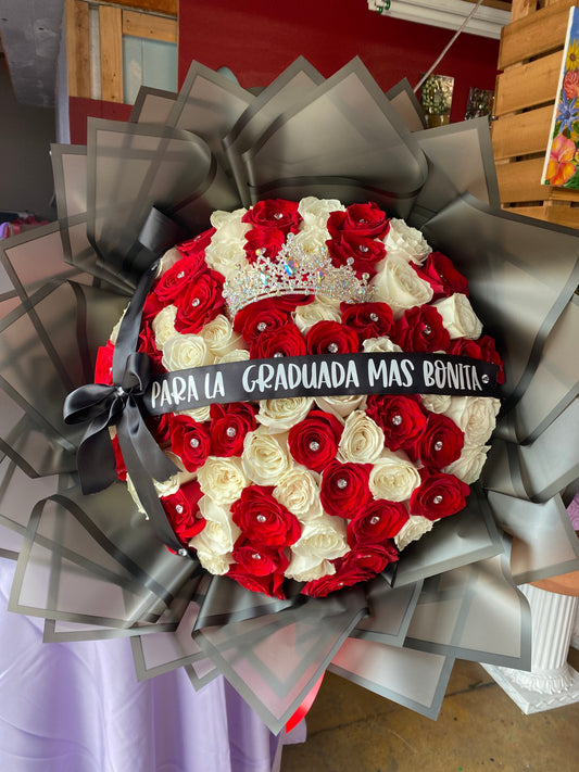 75 Rose Ramo BUCHON Queen Ribbon wording ❤️