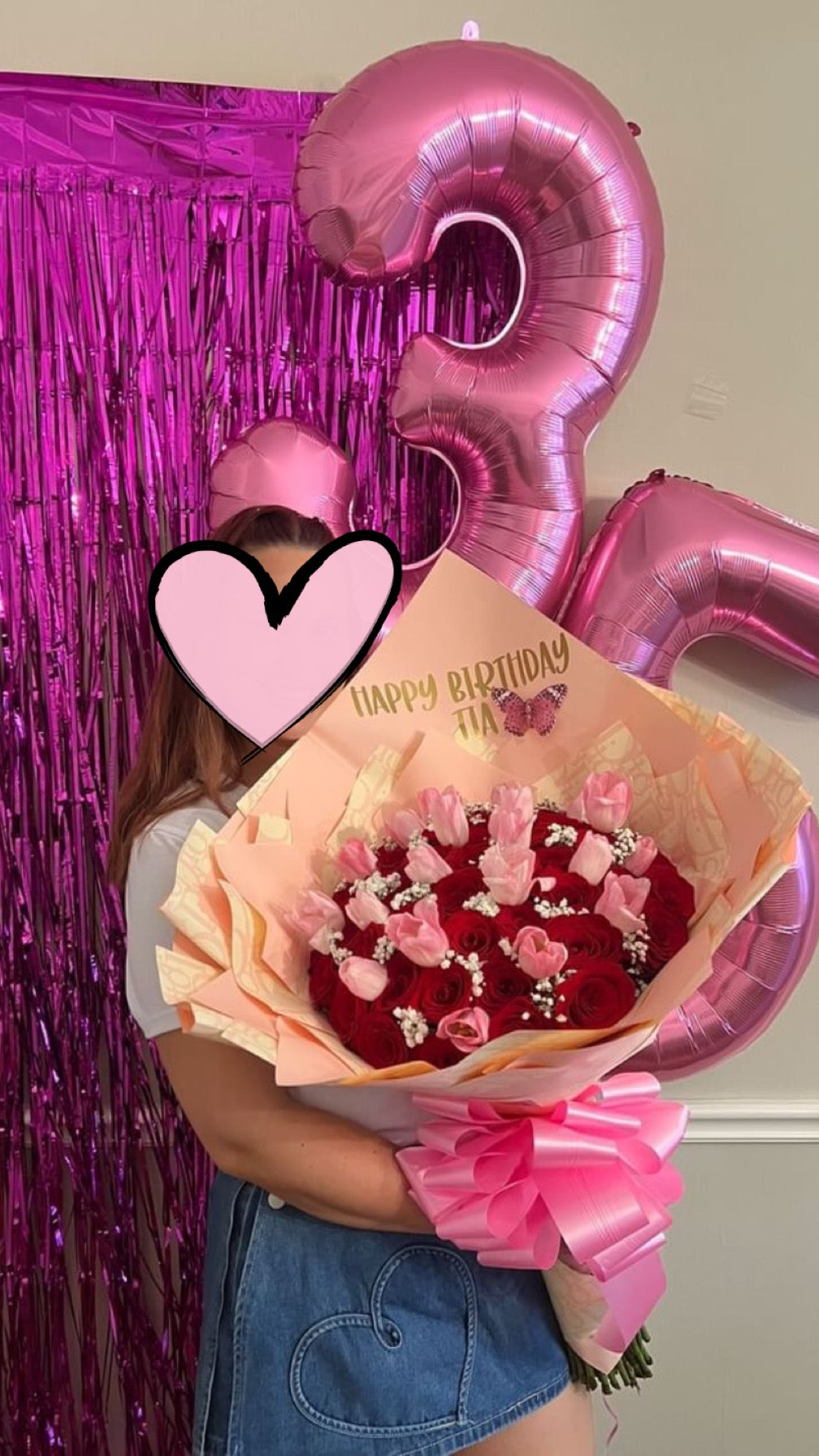 36 rose with 20 pink tulips✨🌷