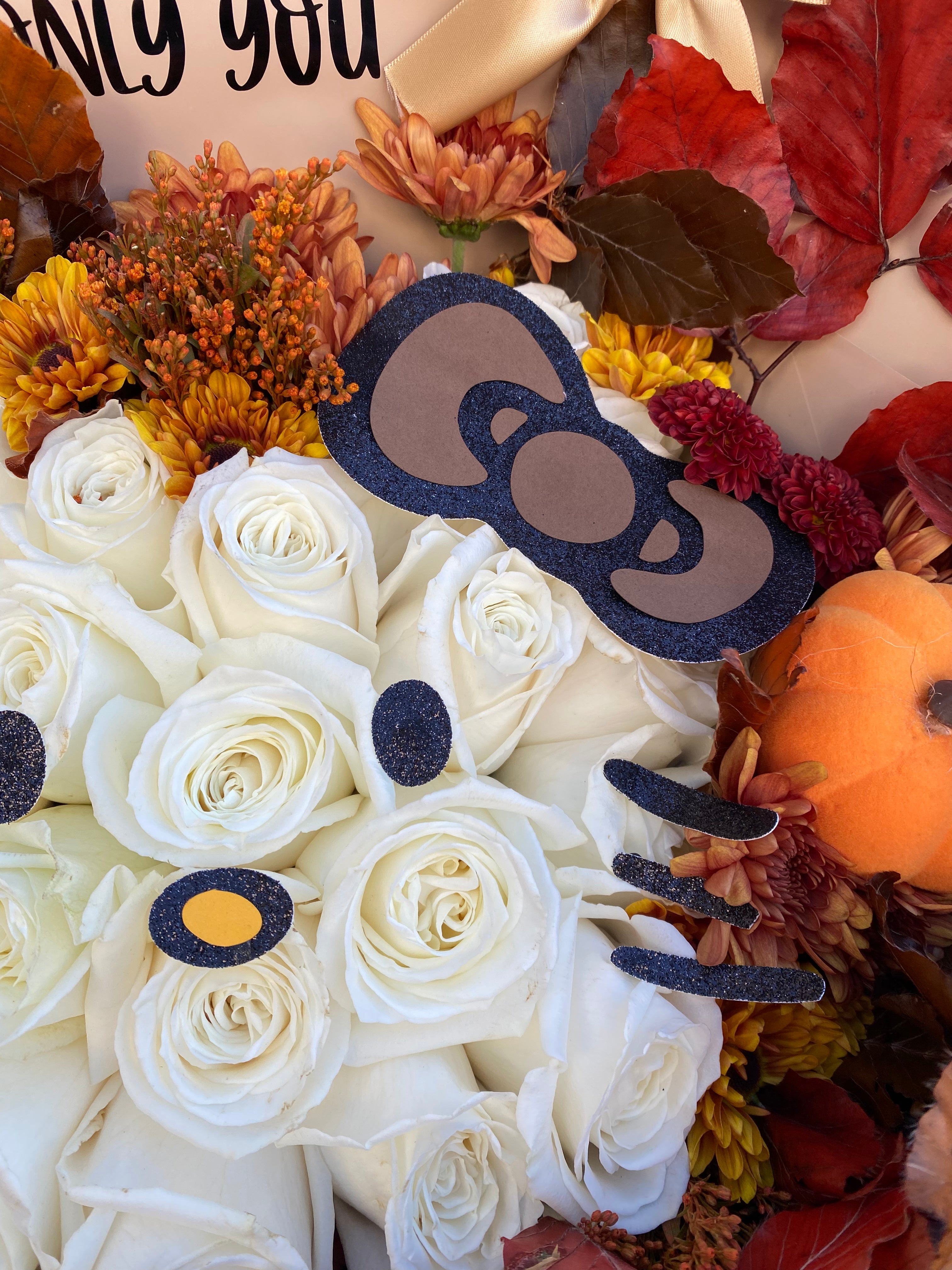 Original design : Hello Kitty face surrounded by fall flowers🍂