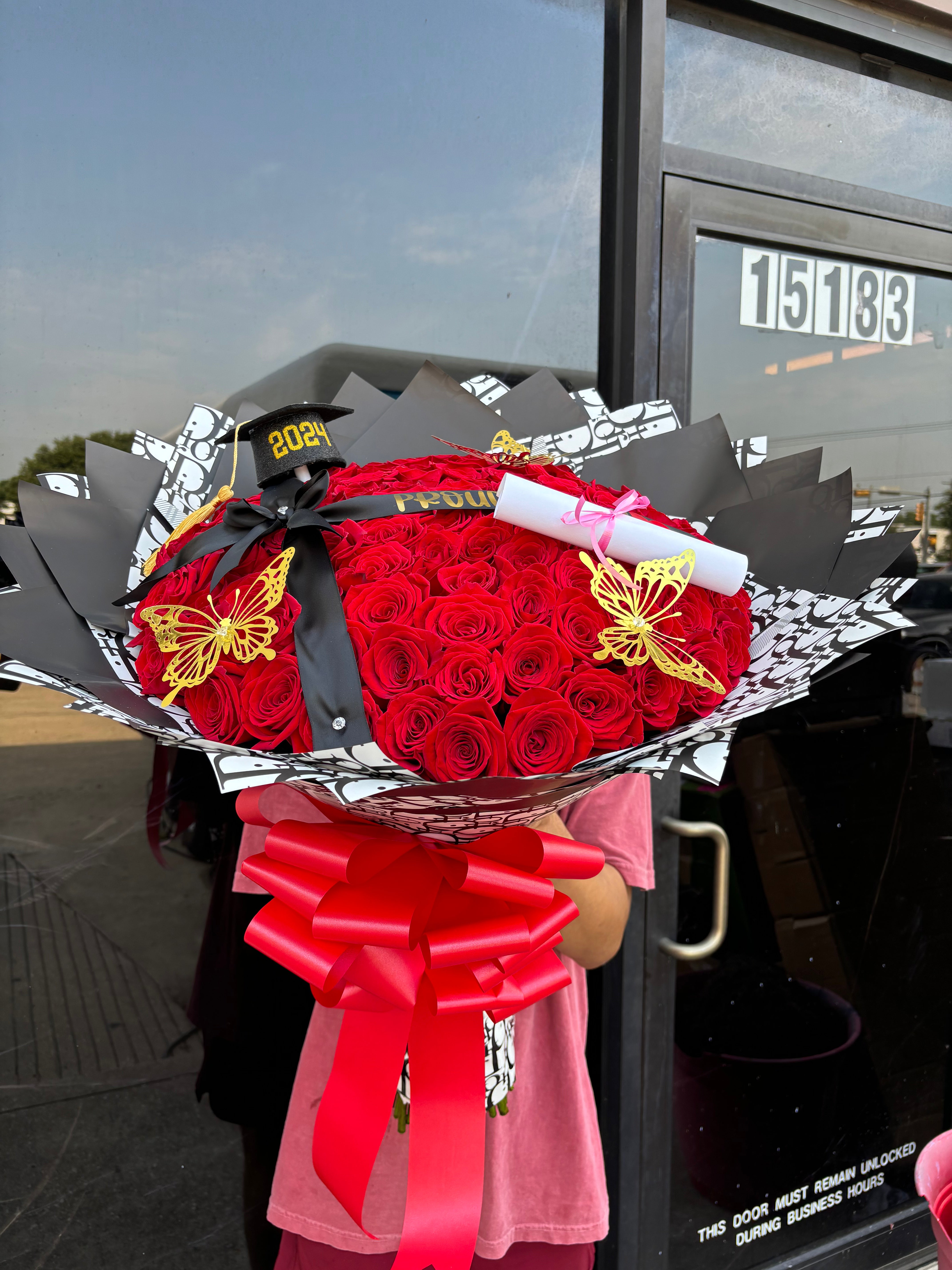 100 rose Ramo Buchon Grad bouquet🎓
