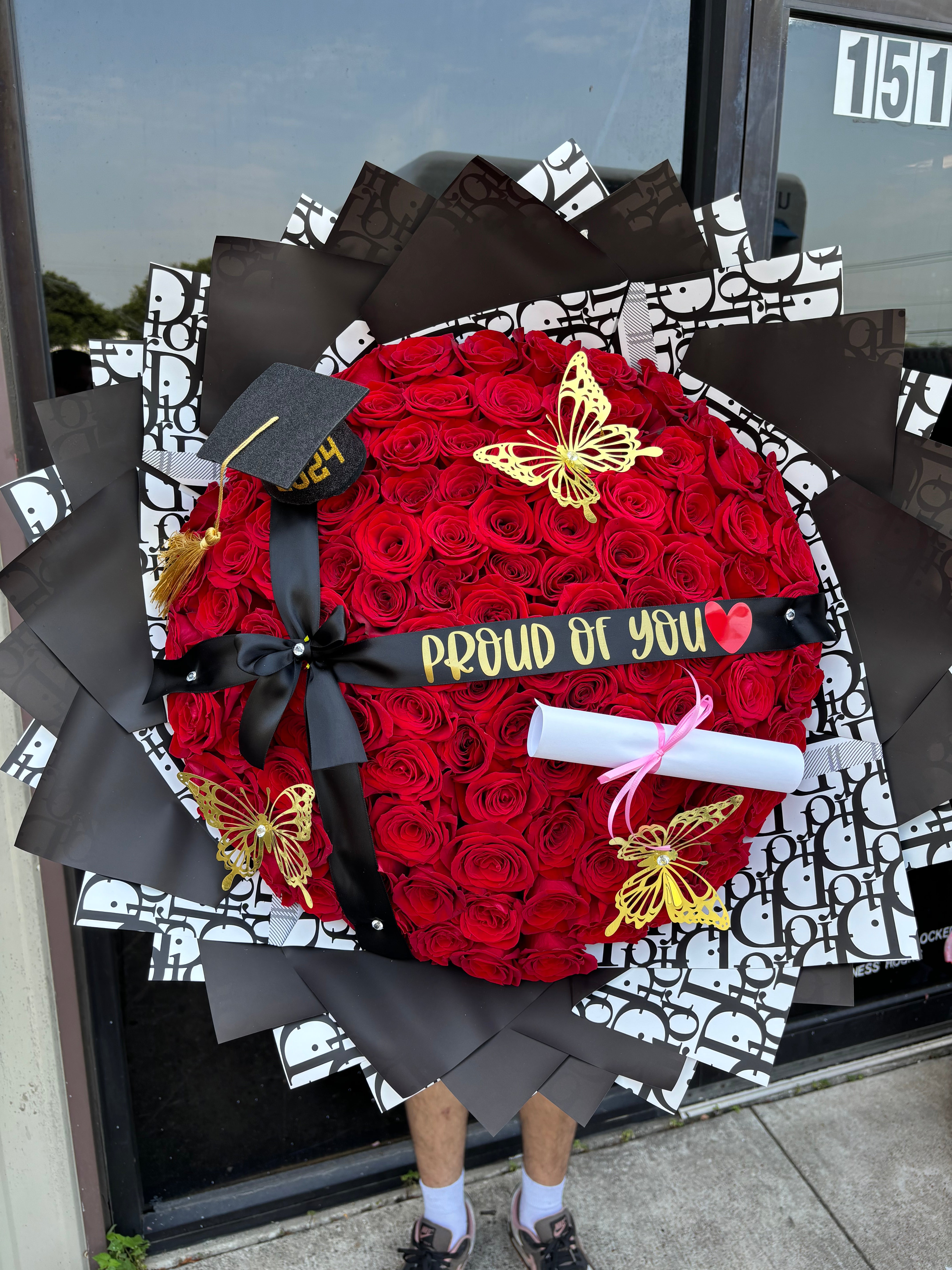 100 rose Ramo Buchon Grad bouquet🎓