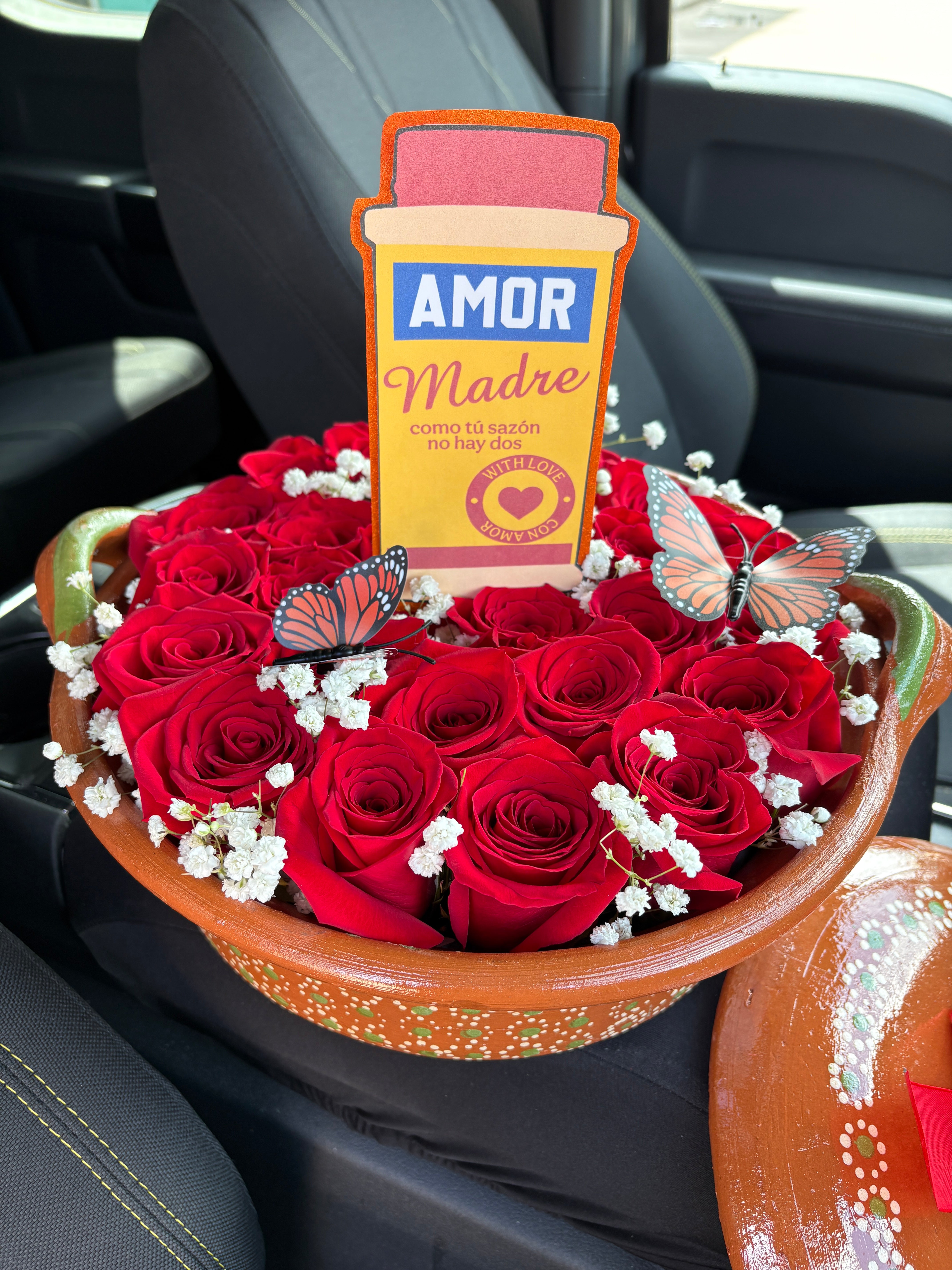 Cazuela 24 rose garden + topper 🧡