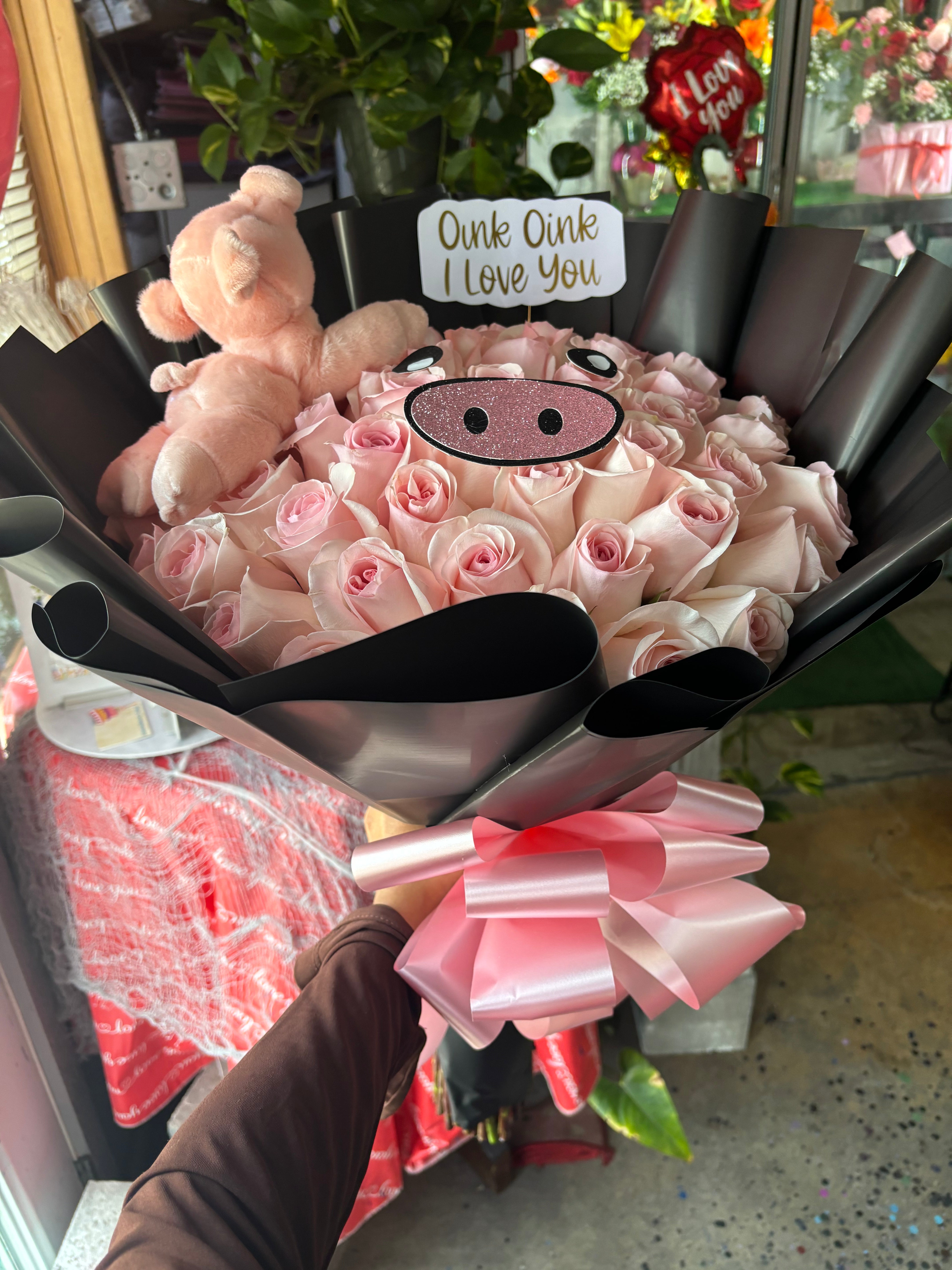 50 rose pink piggy bouquet π½π