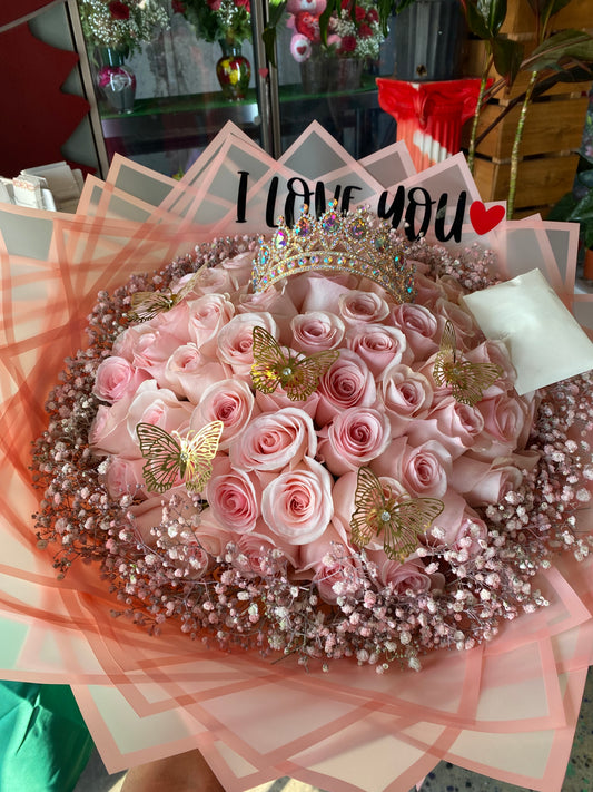 Be My Girlfriend 50 Roses (customize your own ribbon) - Cassablanca Flowers