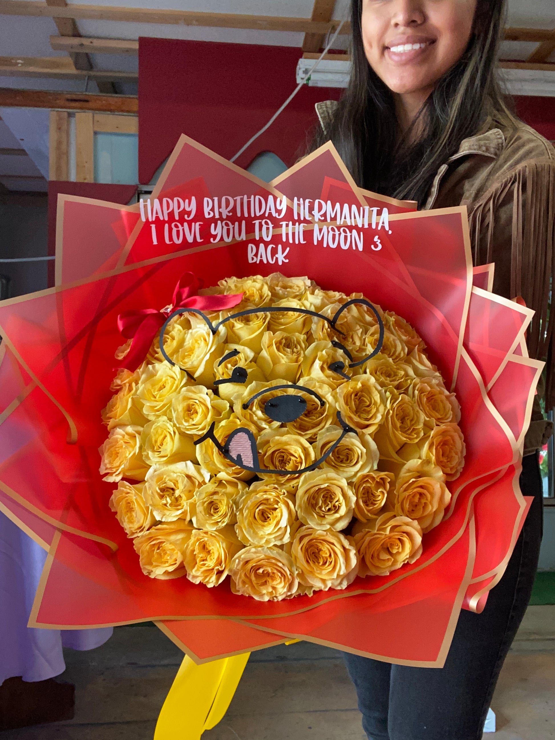 Winnie the pooh ribbon bouquet🍯🐻🥺❤️🤗💐 Happy Birthday mom🥳❤️ #win, Ribbon Rose Bouquet
