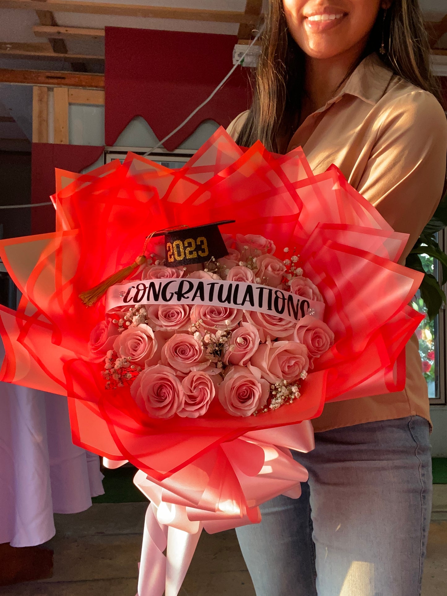 24 Rose pink Graduation Bouquet 🎓🎀