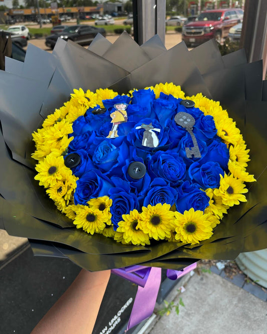 Coraline theme 24 rose bouquet 💙