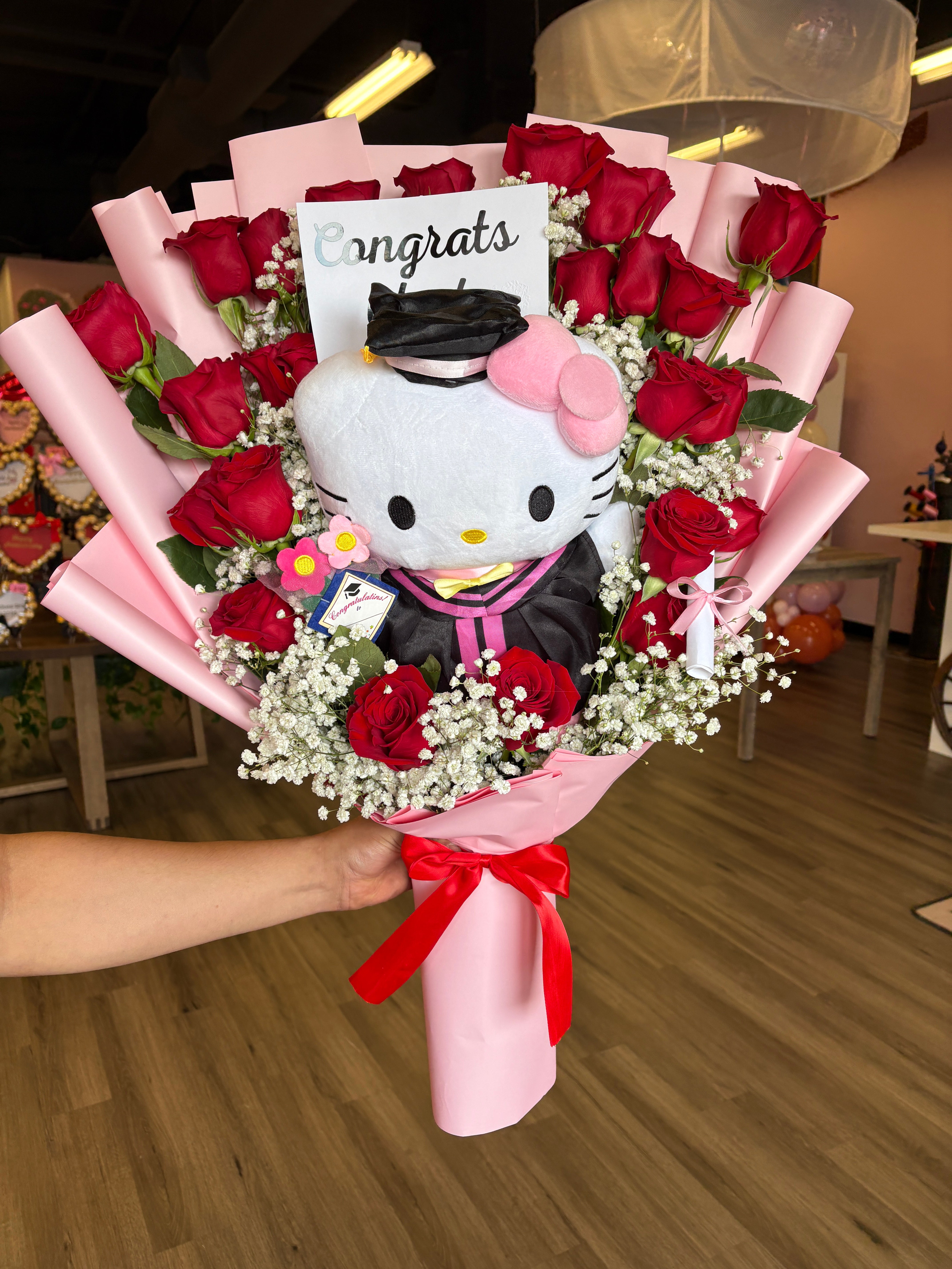 Flat 24 rose + Large Grad Plushy🎓