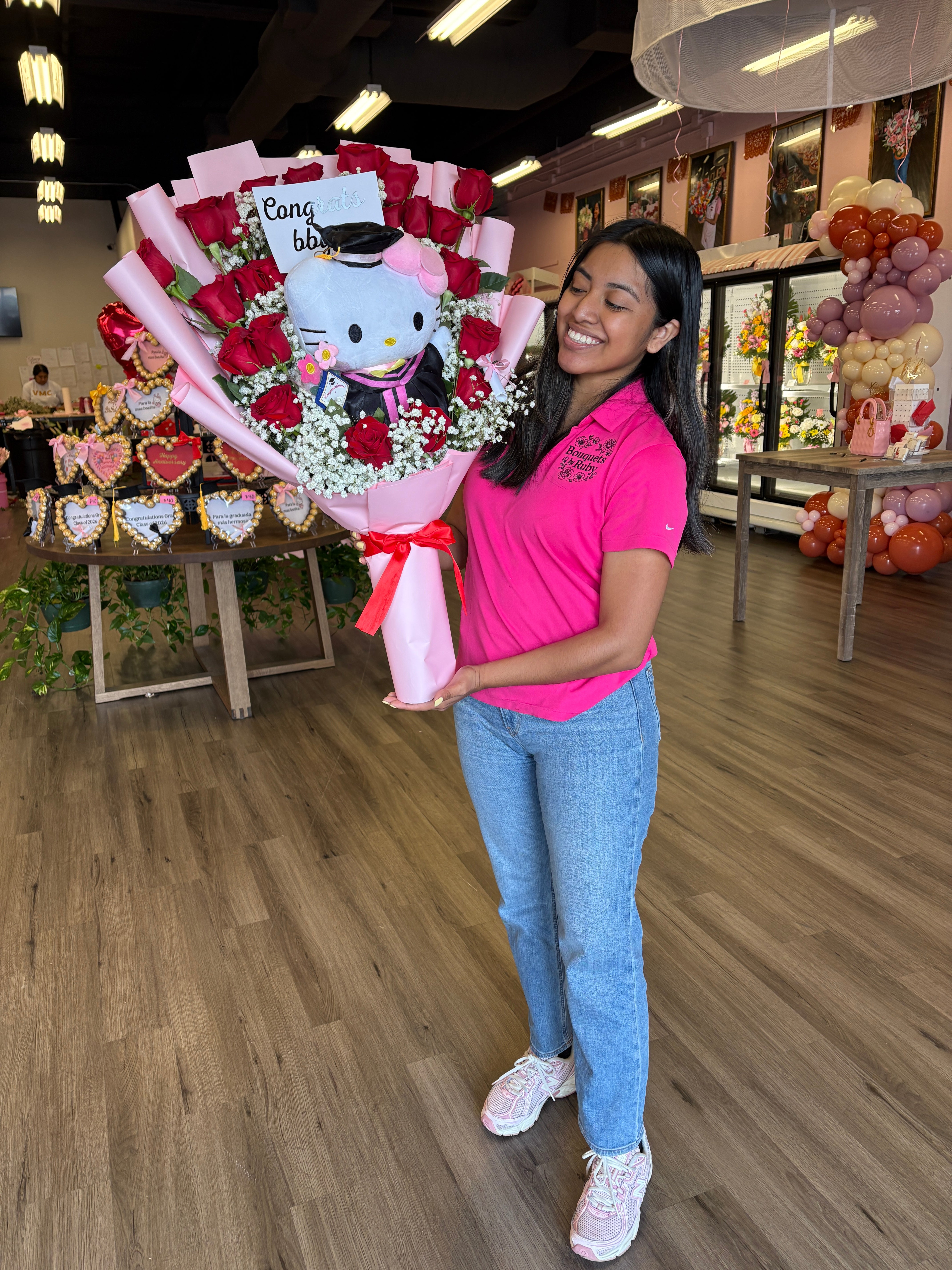 Flat 24 rose + Large Grad Plushy🎓