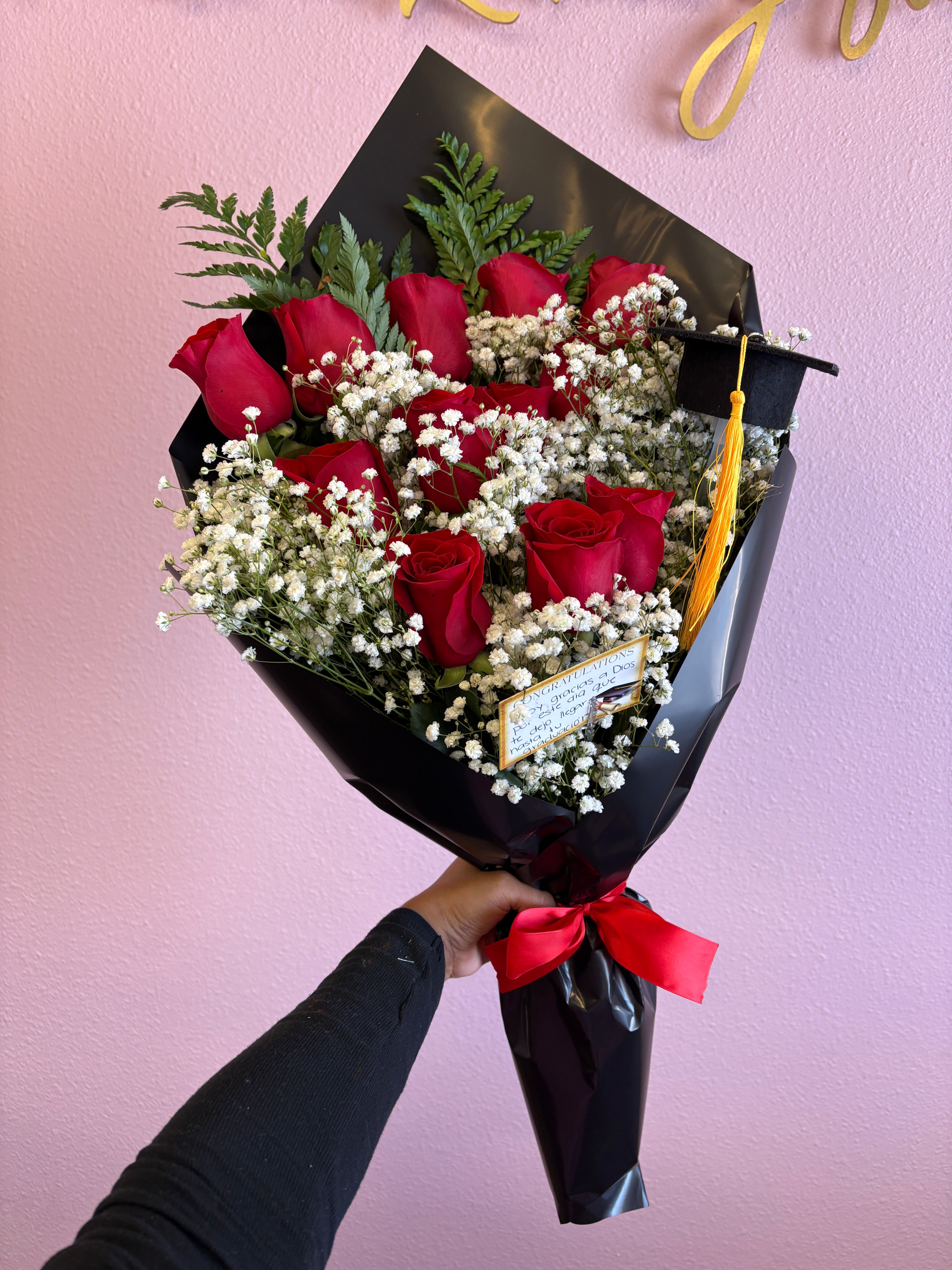 24 ct roses flat style graduation classic