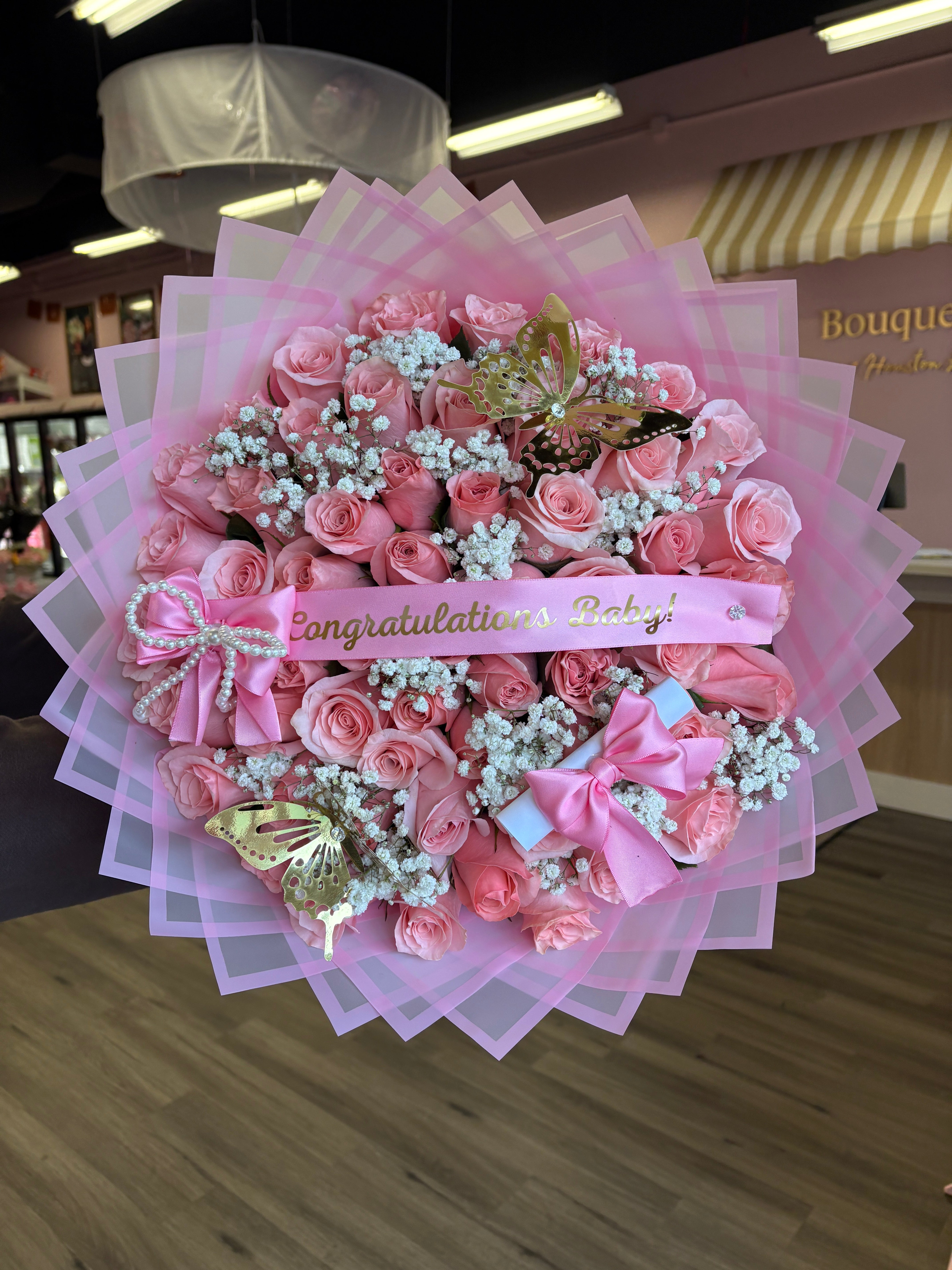50 ct Pink roses graduation 🎓🎀