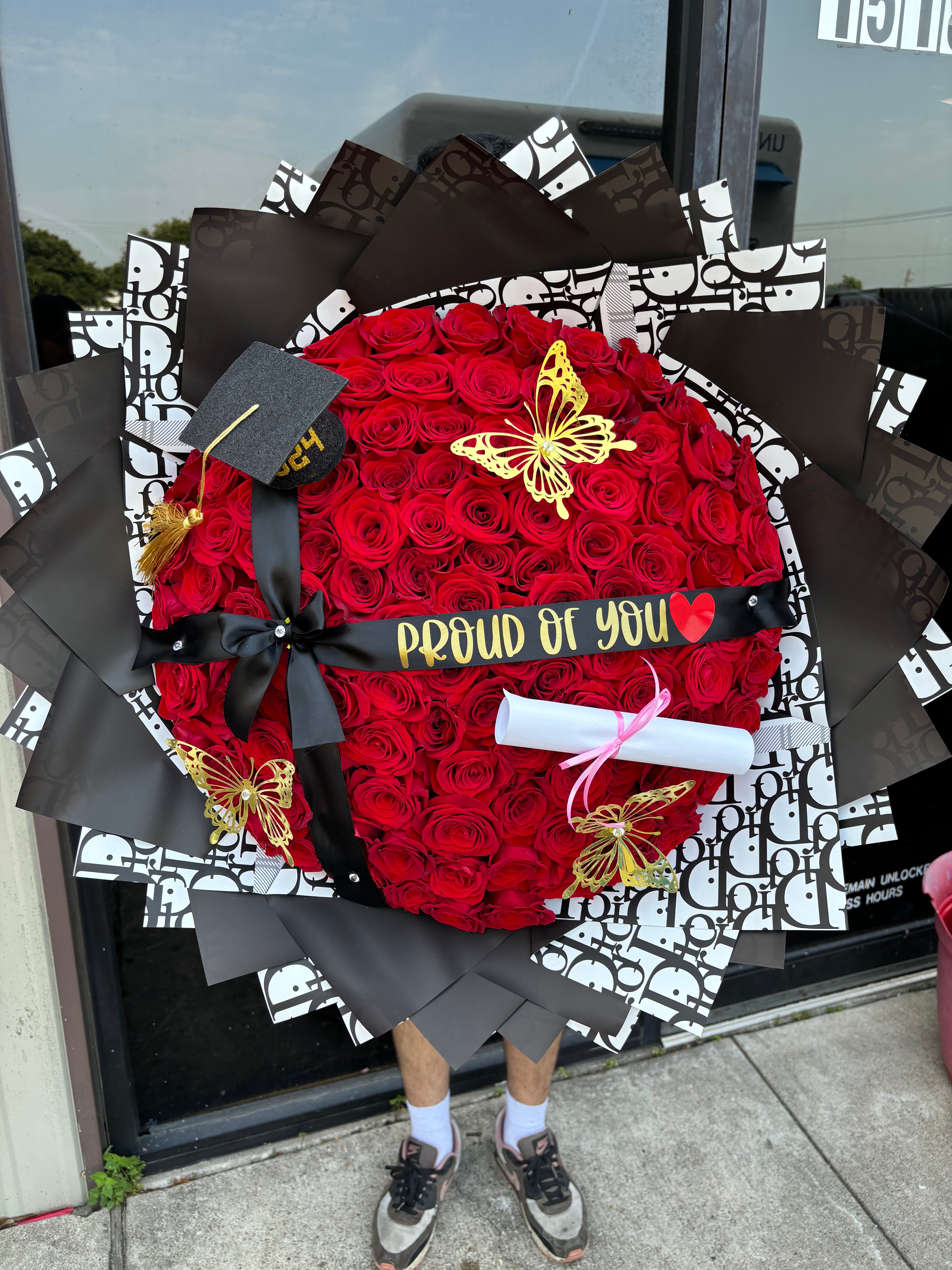 100 rose Ramo Buchon Grad bouquet🎓