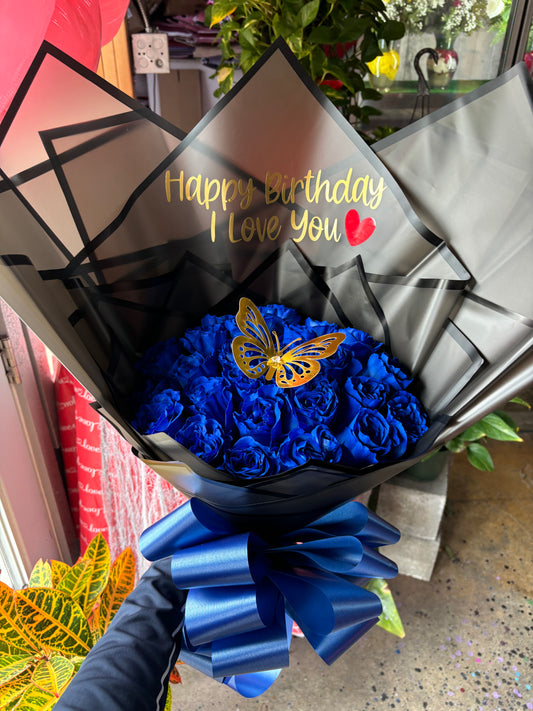 24 blue roses luxury touch 💙