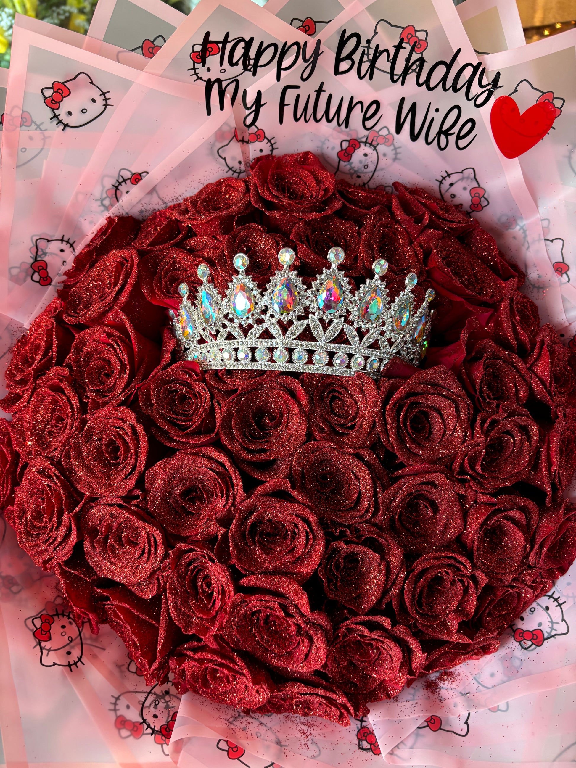 50 Red glitter roses for my queen 🌹 – Bouquets By Ruby Htx