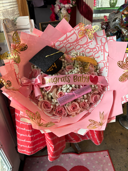 Graduation Roses Individually Wrapped Bouquets By Ruby Htx