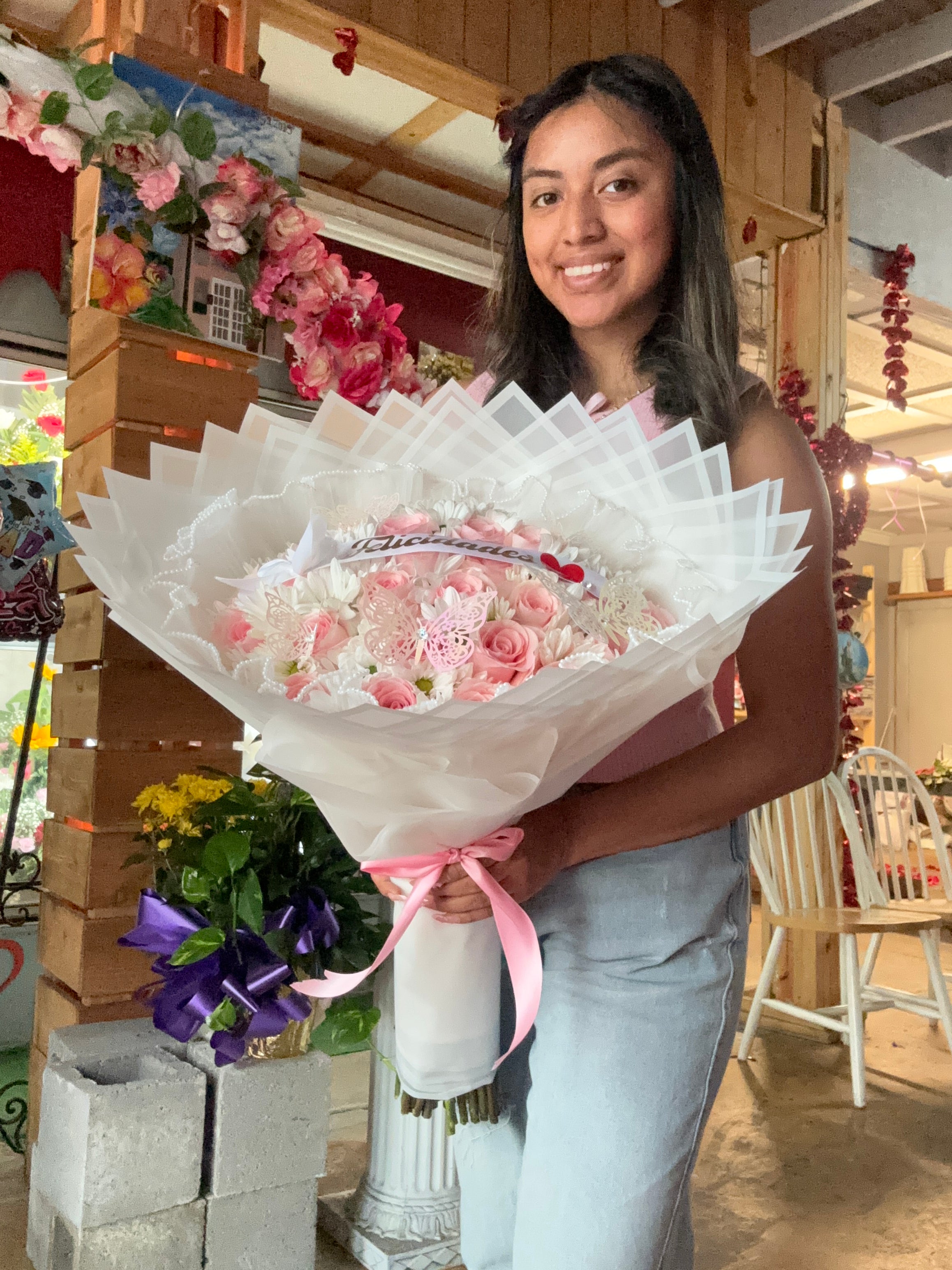 24 pinks + white daisy garden 🌸