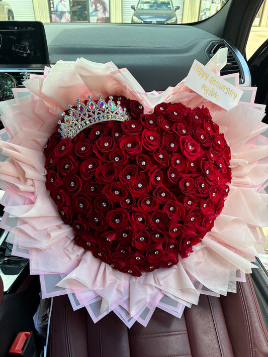 100 rose heart shape diamond bouquet ❤️