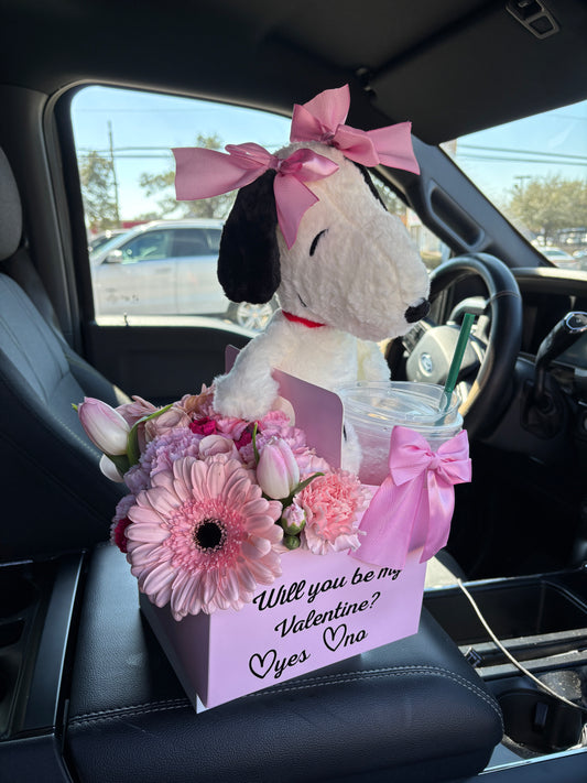 Cup holder Arrangement + plush ( NO DRINK!)💘