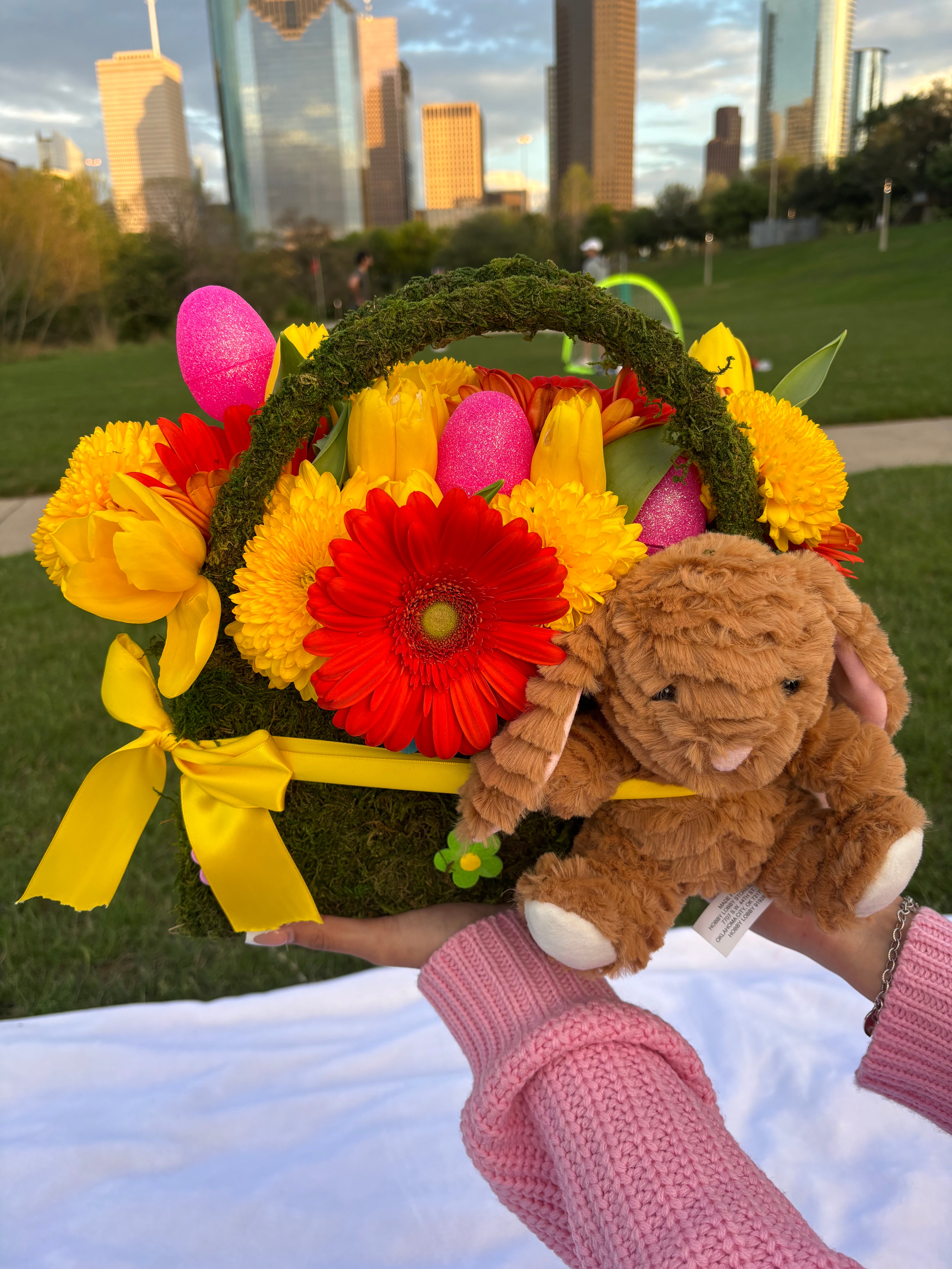 Floral Easter bunny bag 🌷🧡🐰