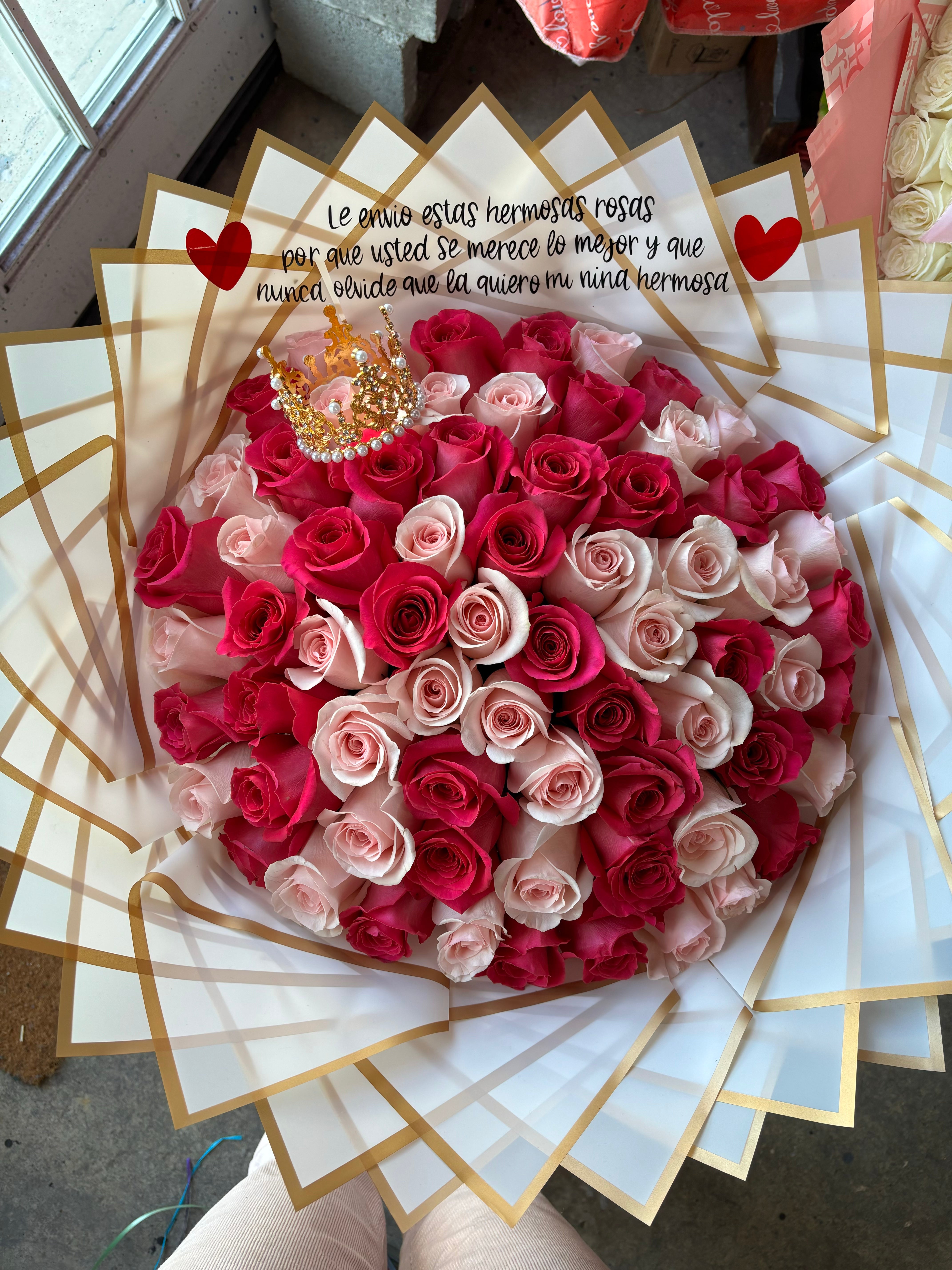 75 Rose Mixed Pinks Princess bouquet 💖