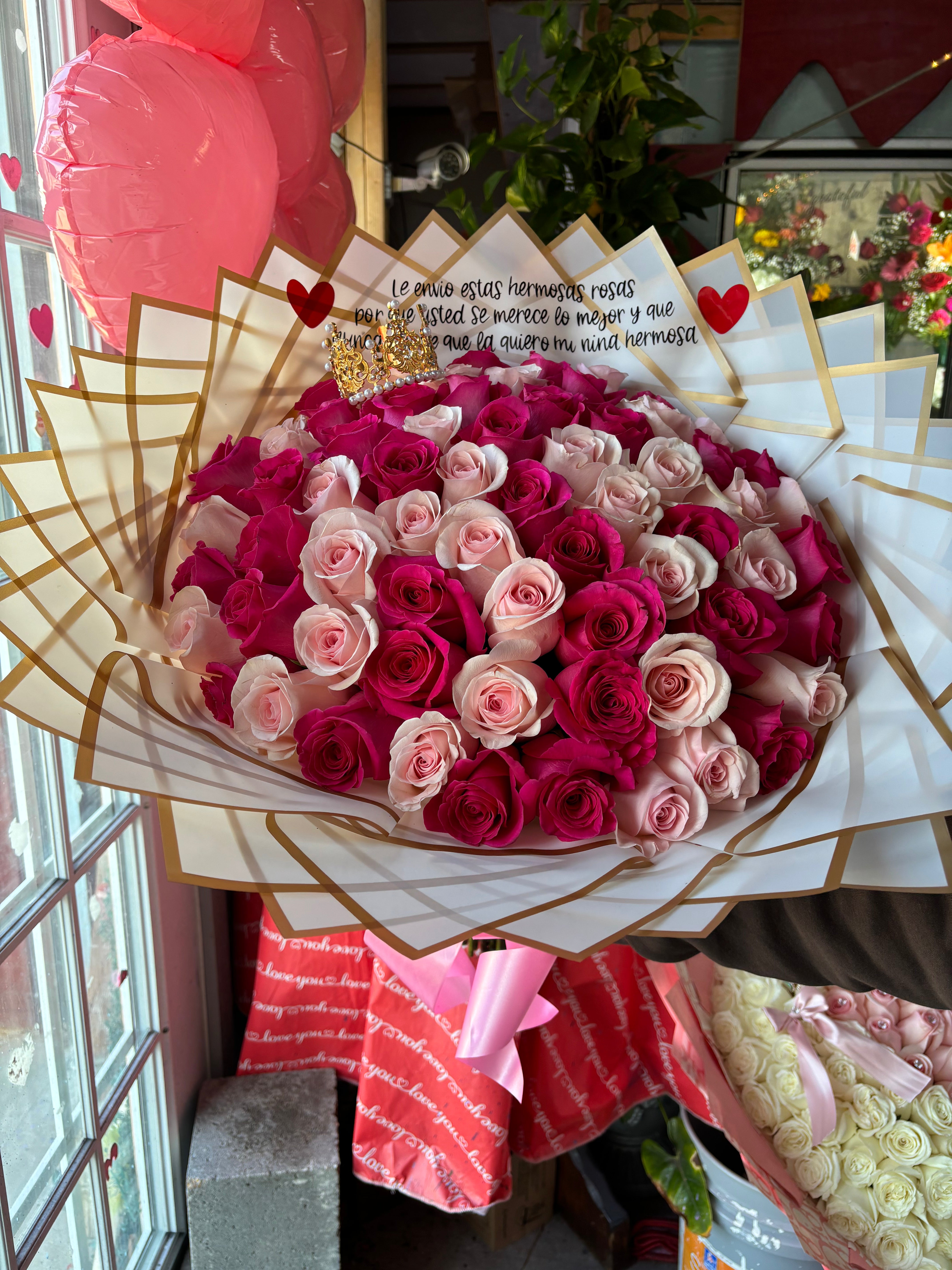 75 Rose Mixed Pinks Princess bouquet 💖