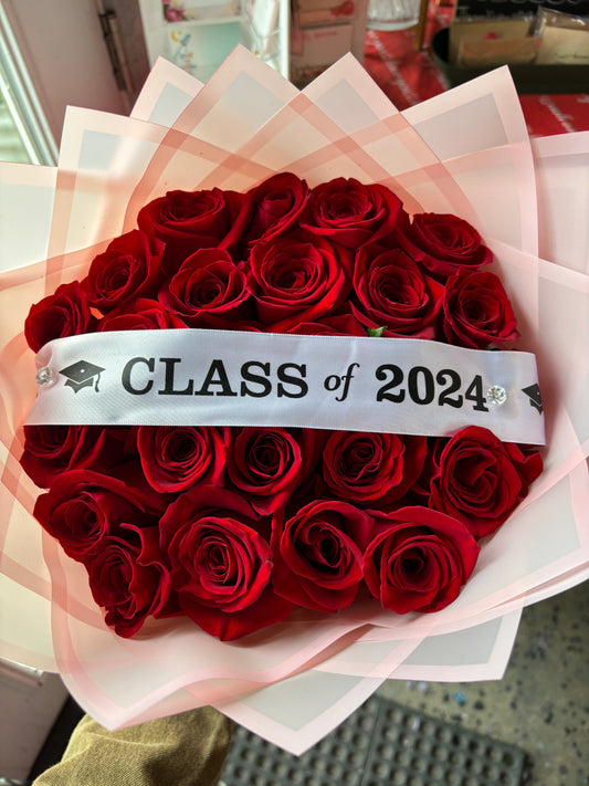 ADD ON TO YOUR ORDER: Silk ribbon across roses “class of 2024”