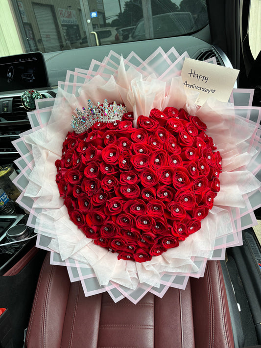 100 rose heart shape diamond bouquet ❤️