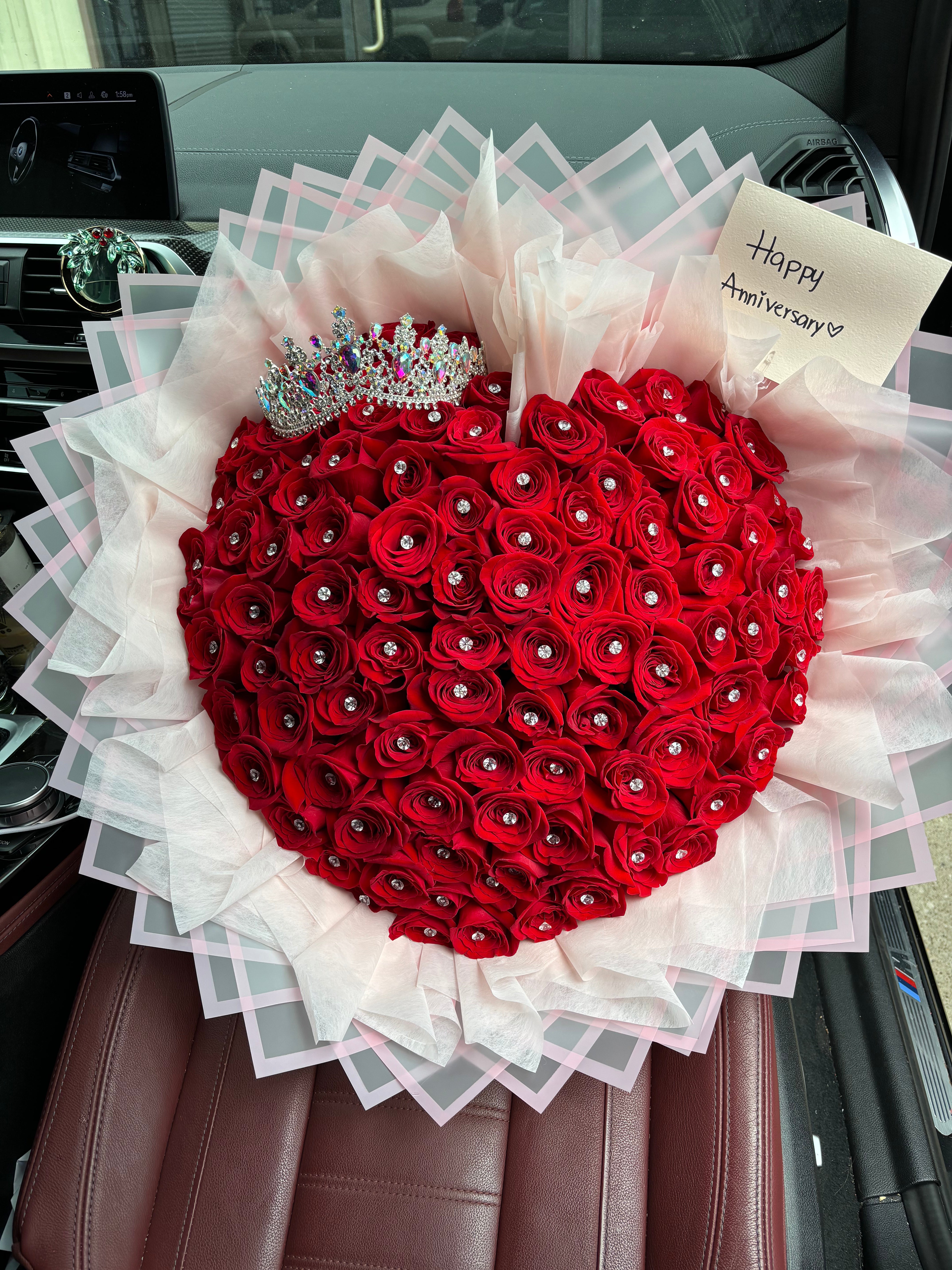 100 rose heart shape diamond bouquet ❤️