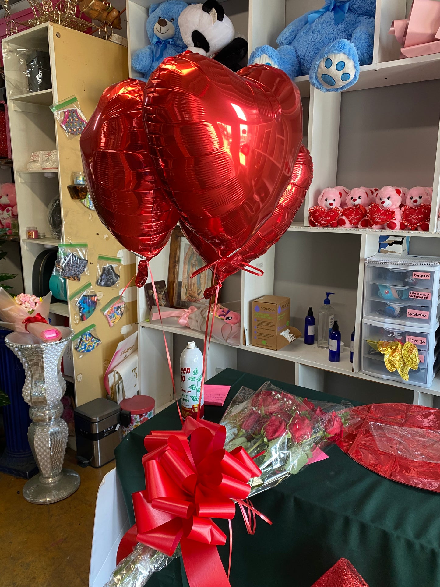 Each Red Heart Shaped Balloon