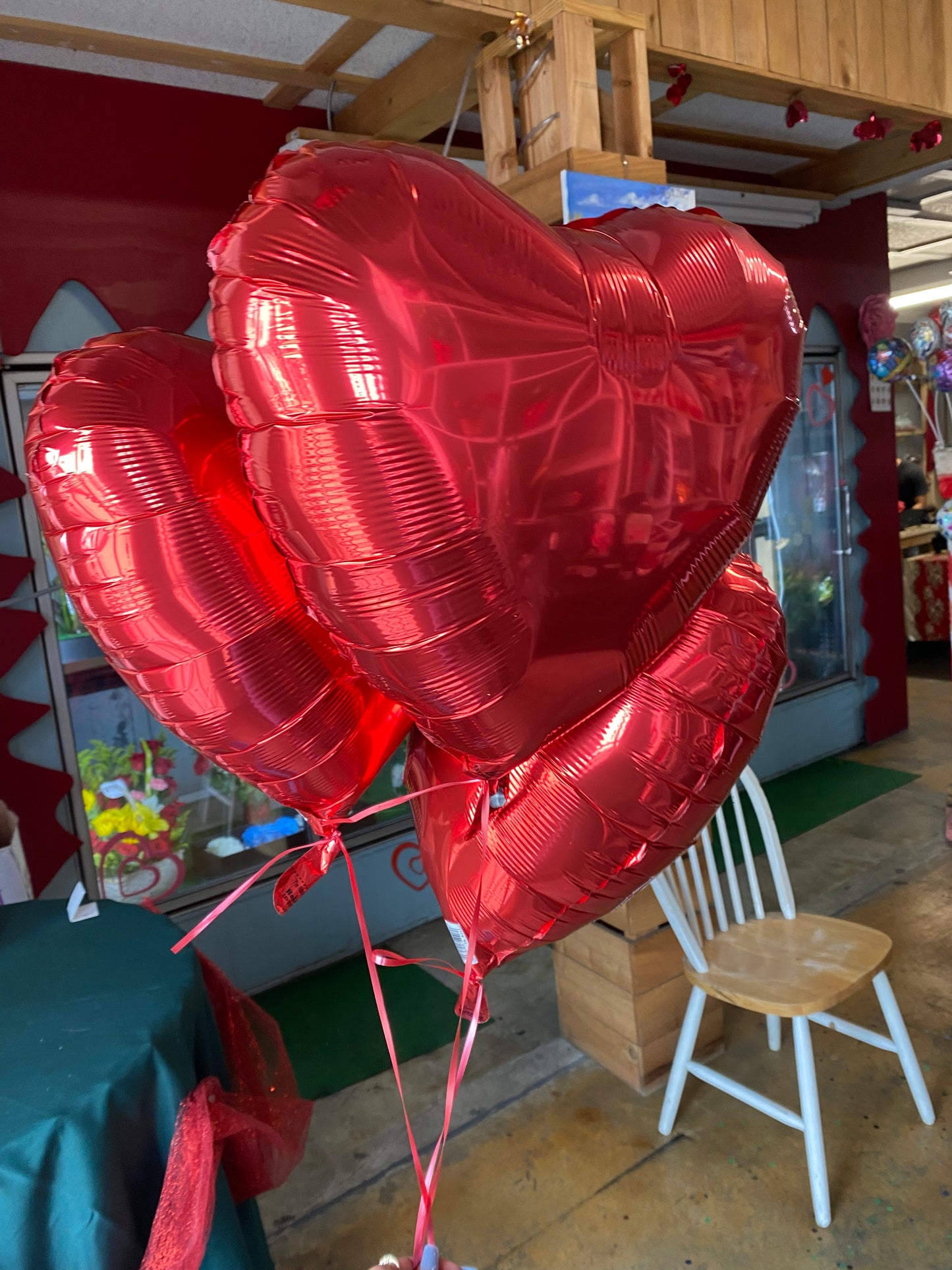 Each Red Heart Shaped Balloon